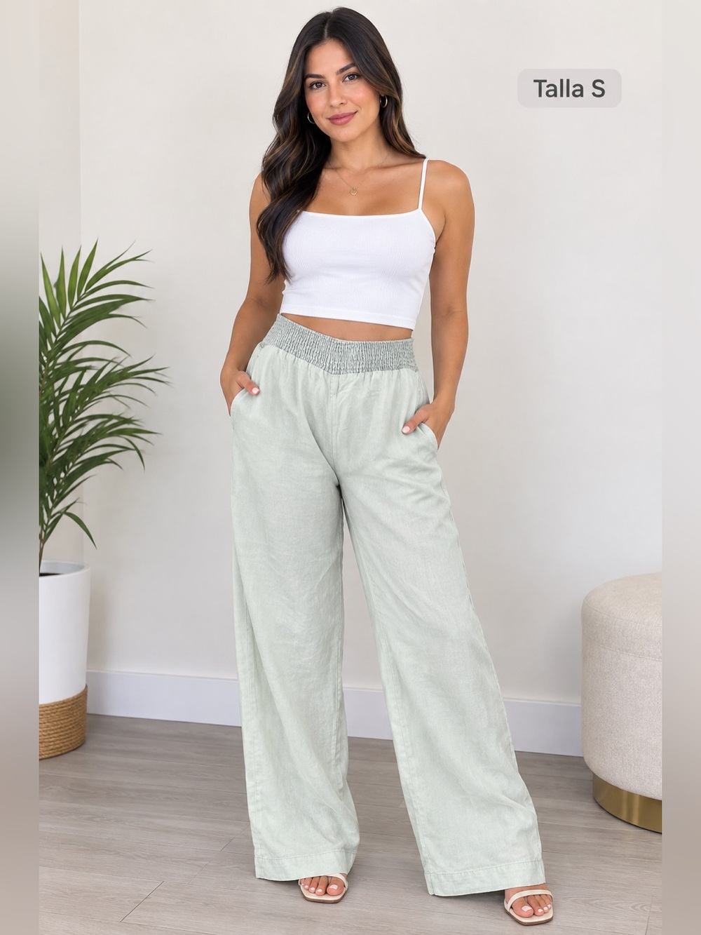For The Republic Wide Leg Lounge Pants in Light Sage